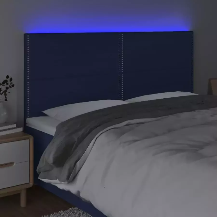 VIDAXL Hoofdbord LED 160x5x118 128 cm stof blauw - Foto 2