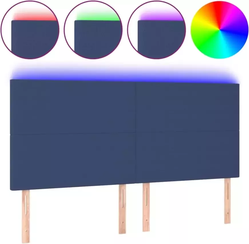 VIDAXL Hoofdbord LED 160x5x118 128 cm stof blauw - Foto 4