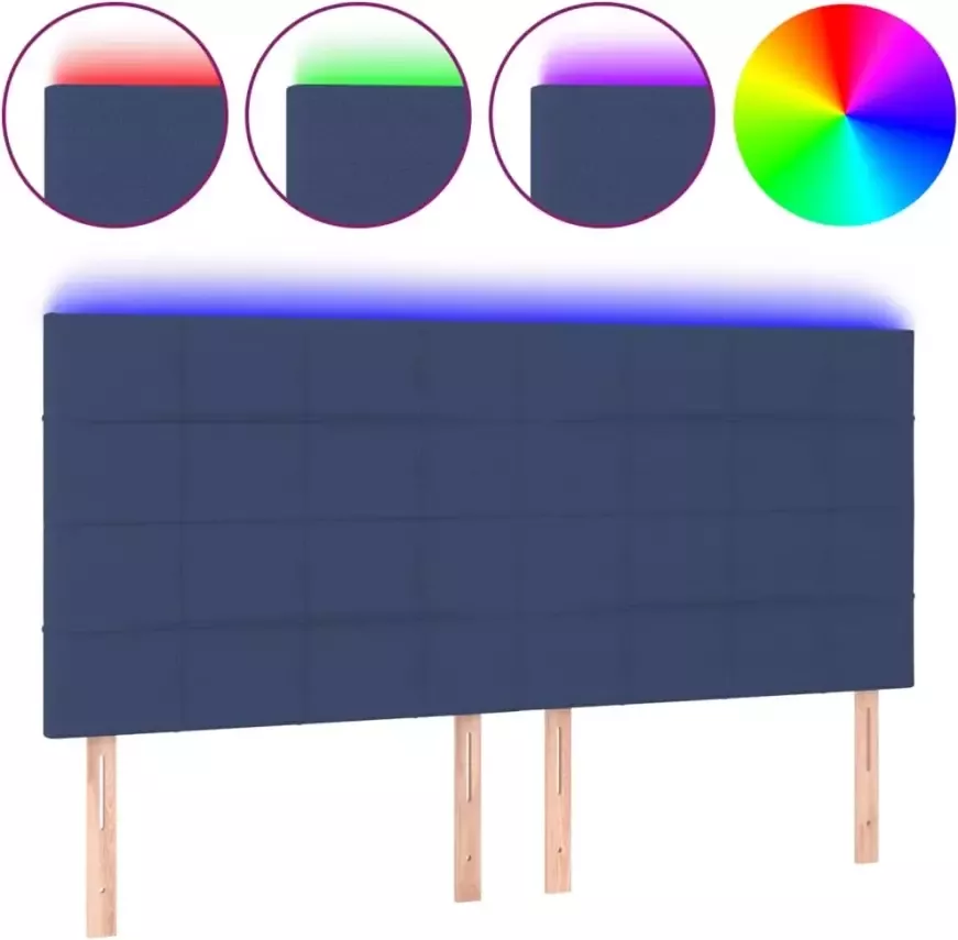 VIDAXL Hoofdbord LED 160x5x118 128 cm stof blauw - Foto 4