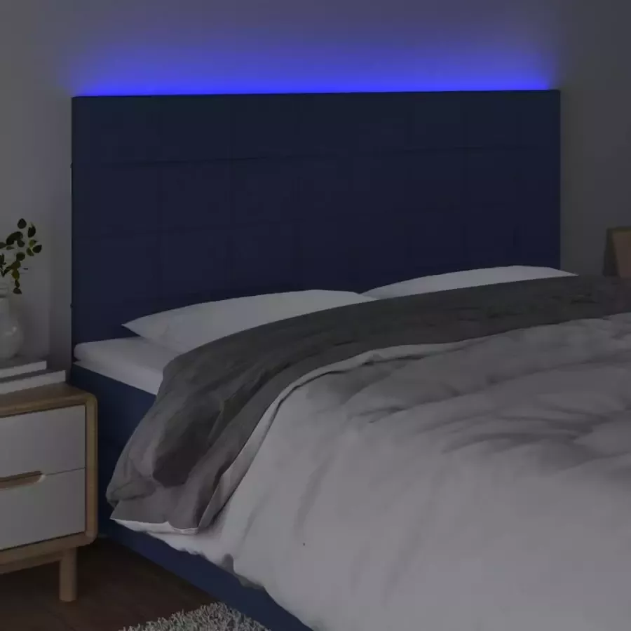 VIDAXL Hoofdbord LED 160x5x118 128 cm stof blauw - Foto 2