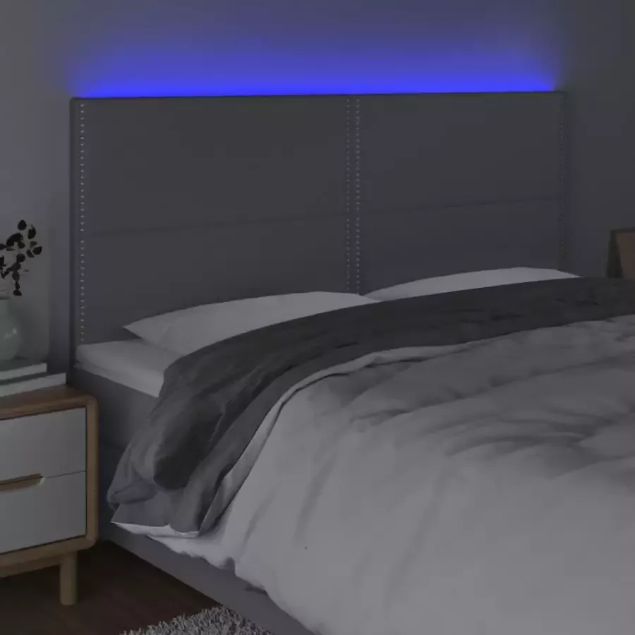 VIDAXL Hoofdbord LED 160x5x118 128 cm stof lichtgrijs - Foto 2