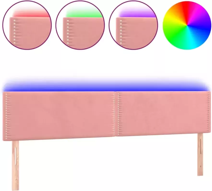 VIDAXL Hoofdbord LED 160x5x78 88 cm fluweel roze - Foto 4
