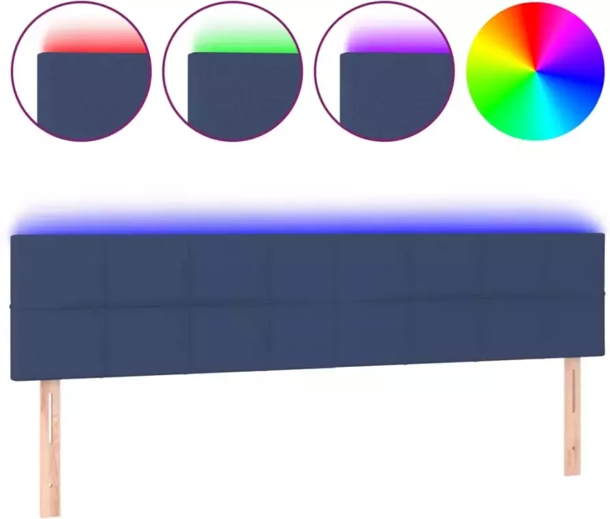 VIDAXL Hoofdbord LED 160x5x78 88 cm stof blauw - Foto 4