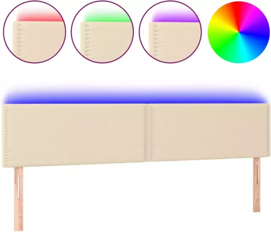 VIDAXL Hoofdbord LED 160x5x78 88 cm stof crèmekleurig - Foto 3