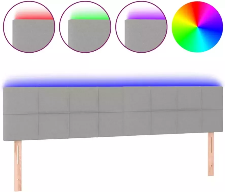 VIDAXL Hoofdbord LED 160x5x78 88 cm stof lichtgrijs - Foto 3