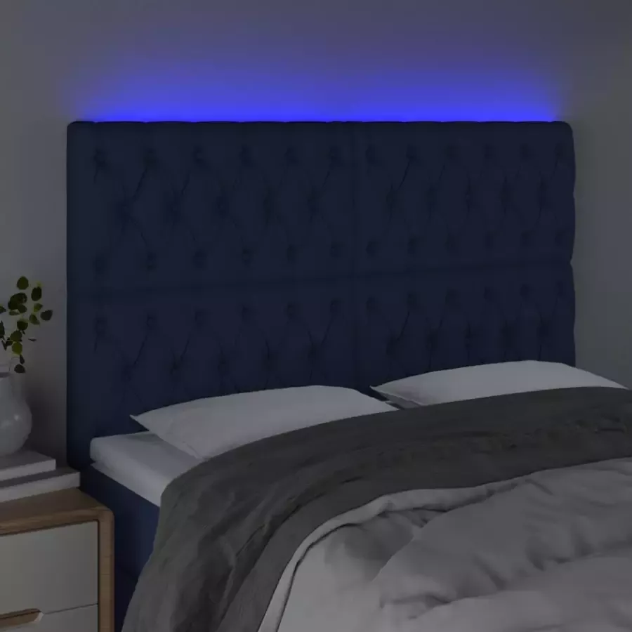 VIDAXL Hoofdbord LED 160x7x118 128 cm stof blauw - Foto 2