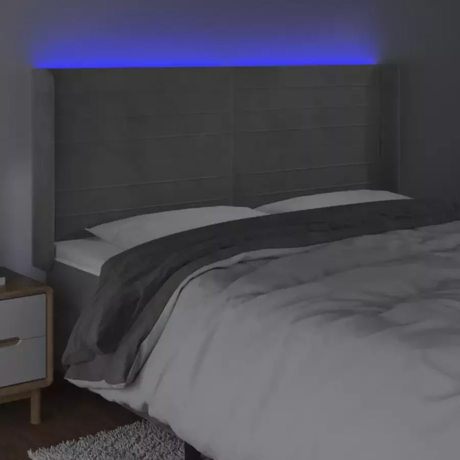 VIDAXL Hoofdbord LED 163x16x118 128 cm fluweel lichtgrijs - Foto 2