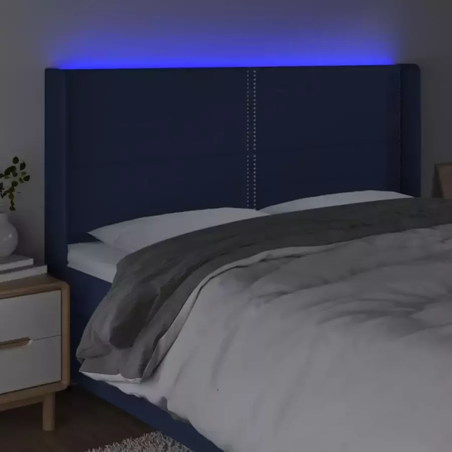 VIDAXL Hoofdbord LED 163x16x118 128 cm stof blauw - Foto 2