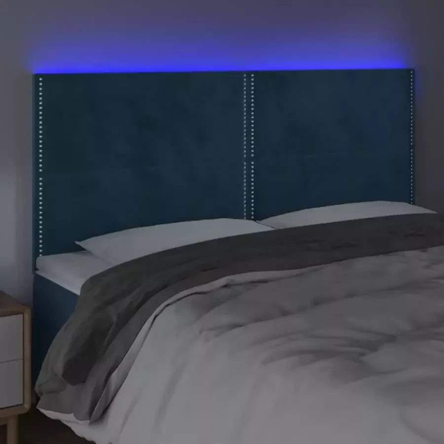 VIDAXL Hoofdbord LED 180x5x118 128 cm fluweel donkerblauw - Foto 1