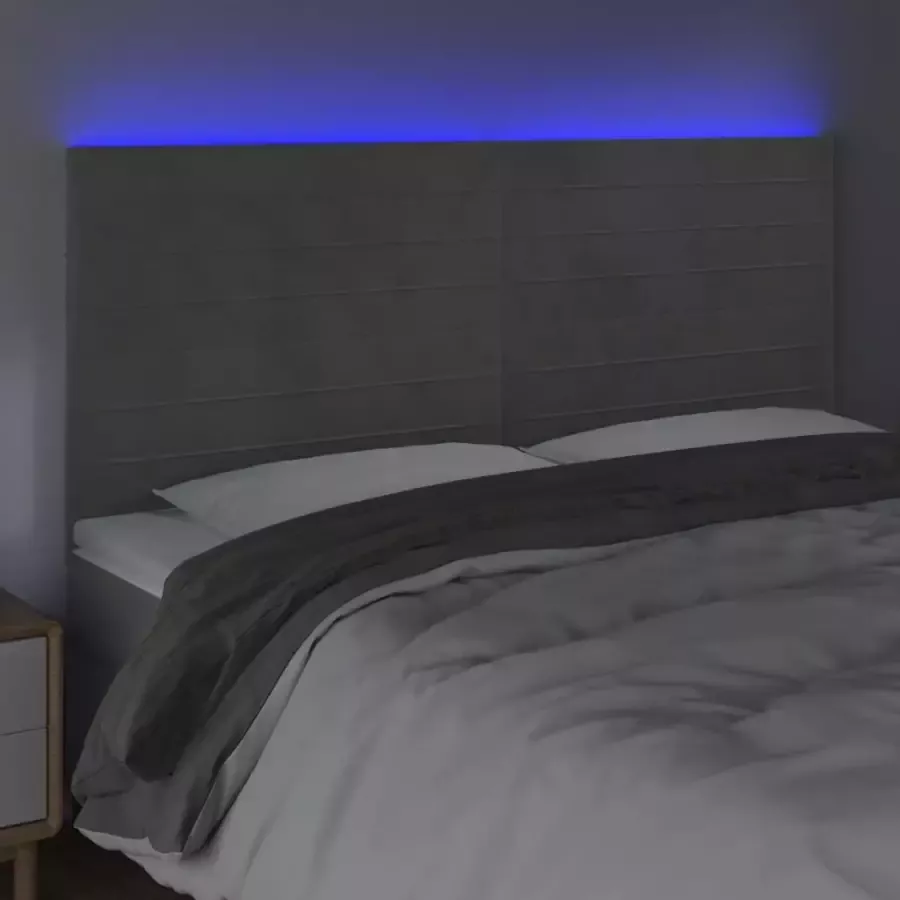 VIDAXL Hoofdbord LED 180x5x118 128 cm fluweel lichtgrijs - Foto 2