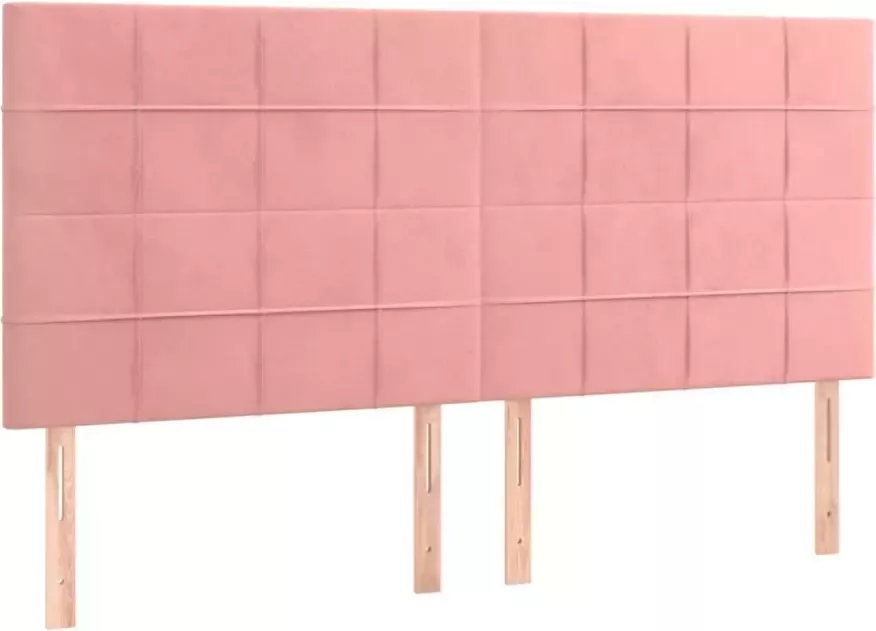 VIDAXL Hoofdbord LED 180x5x118 128 cm fluweel roze - Foto 3