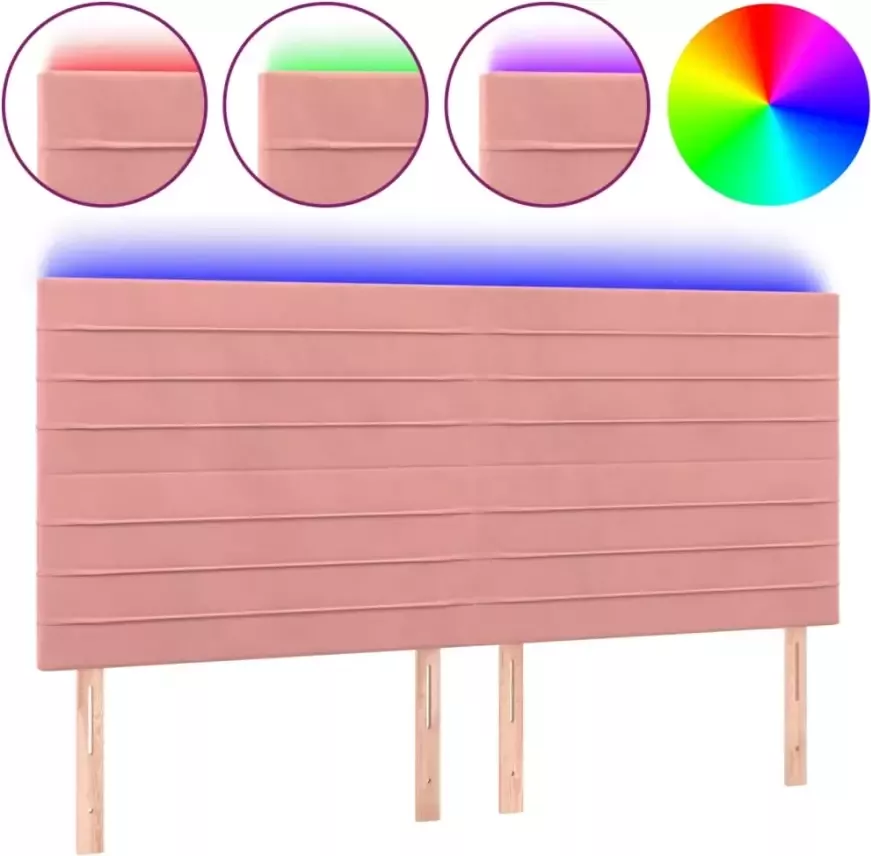 VIDAXL Hoofdbord LED 180x5x118 128 cm fluweel roze - Foto 2