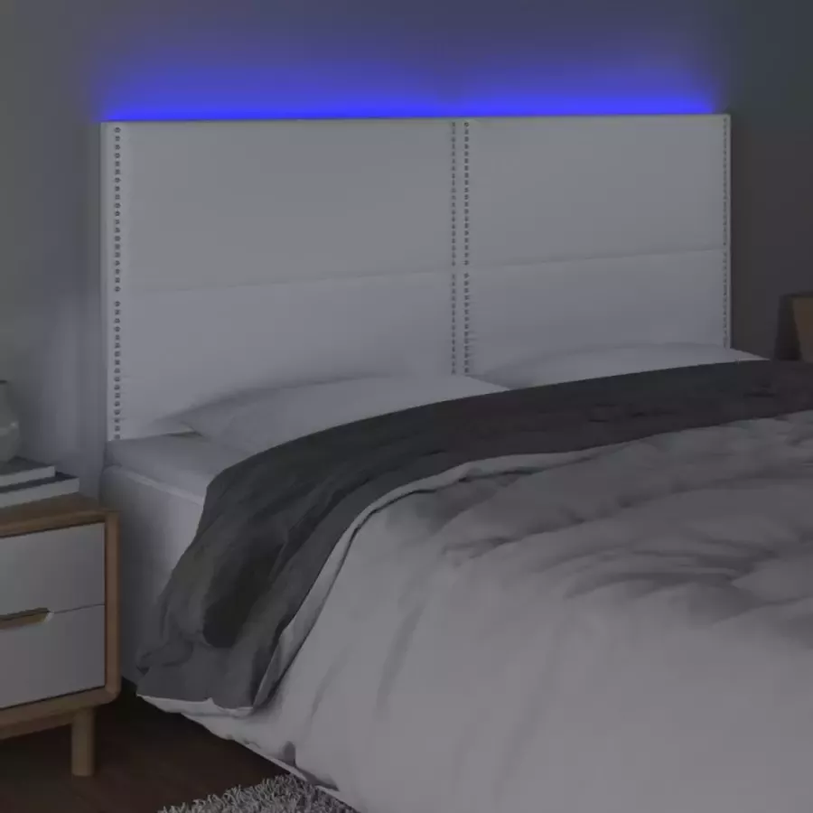 VIDAXL Hoofdbord LED 180x5x118 128 cm kunstleer wit