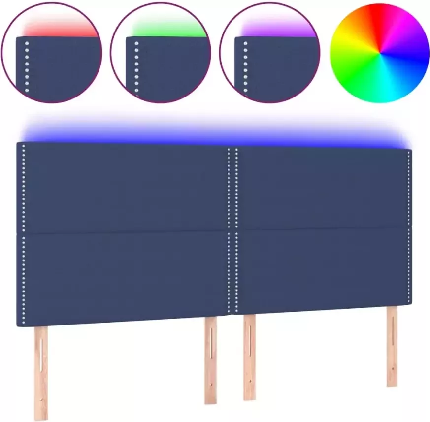 VIDAXL Hoofdbord LED 180x5x118 128 cm stof blauw - Foto 2