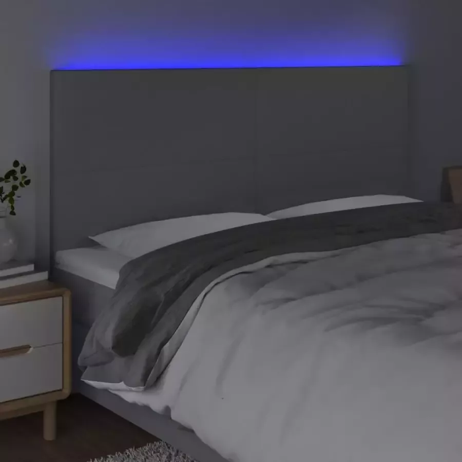 VIDAXL Hoofdbord LED 180x5x118 128 cm stof lichtgrijs