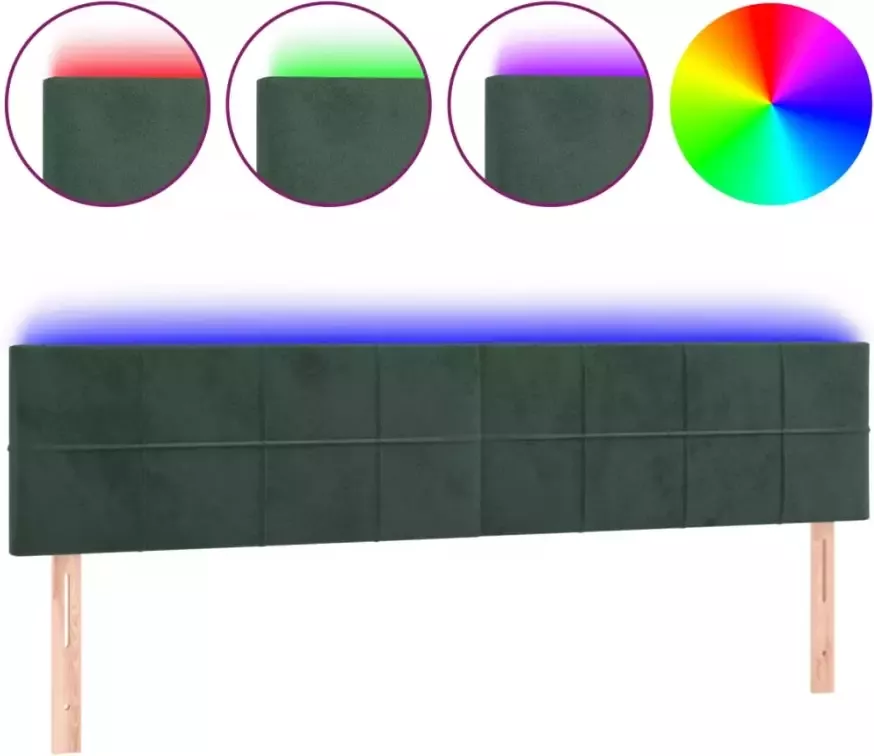 VIDAXL Hoofdbord LED 180x5x78 88 cm fluweel donkergroen - Foto 3