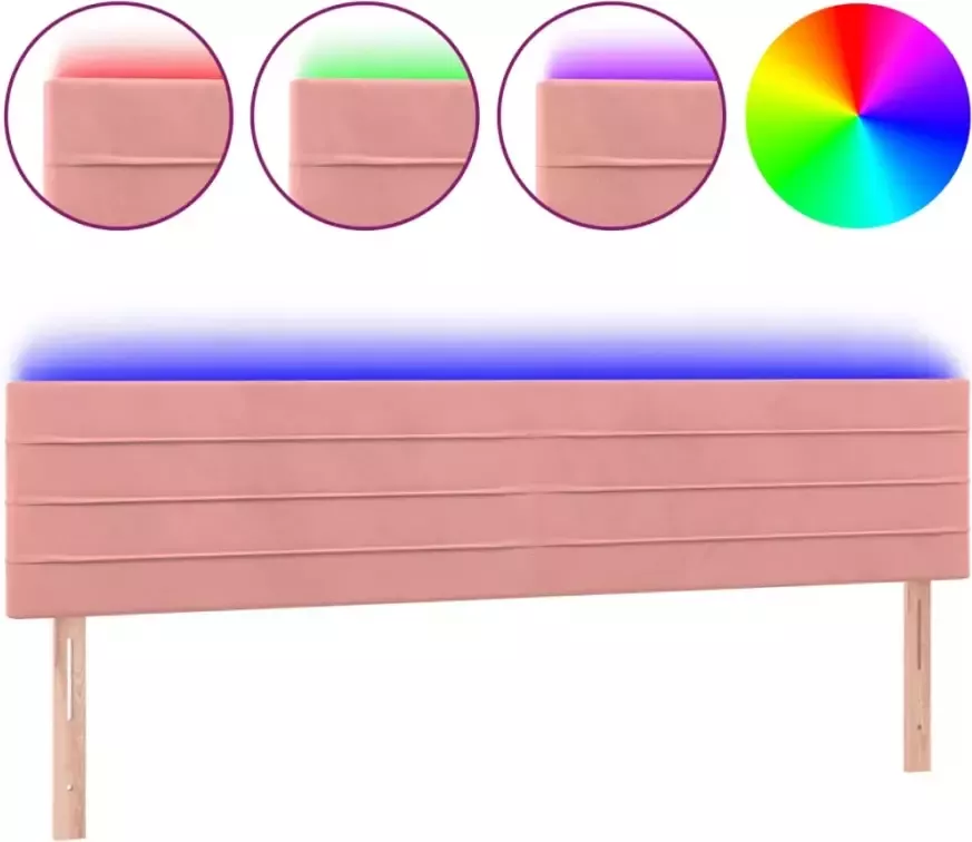 VIDAXL Hoofdbord LED 180x5x78 88 cm fluweel roze - Foto 2