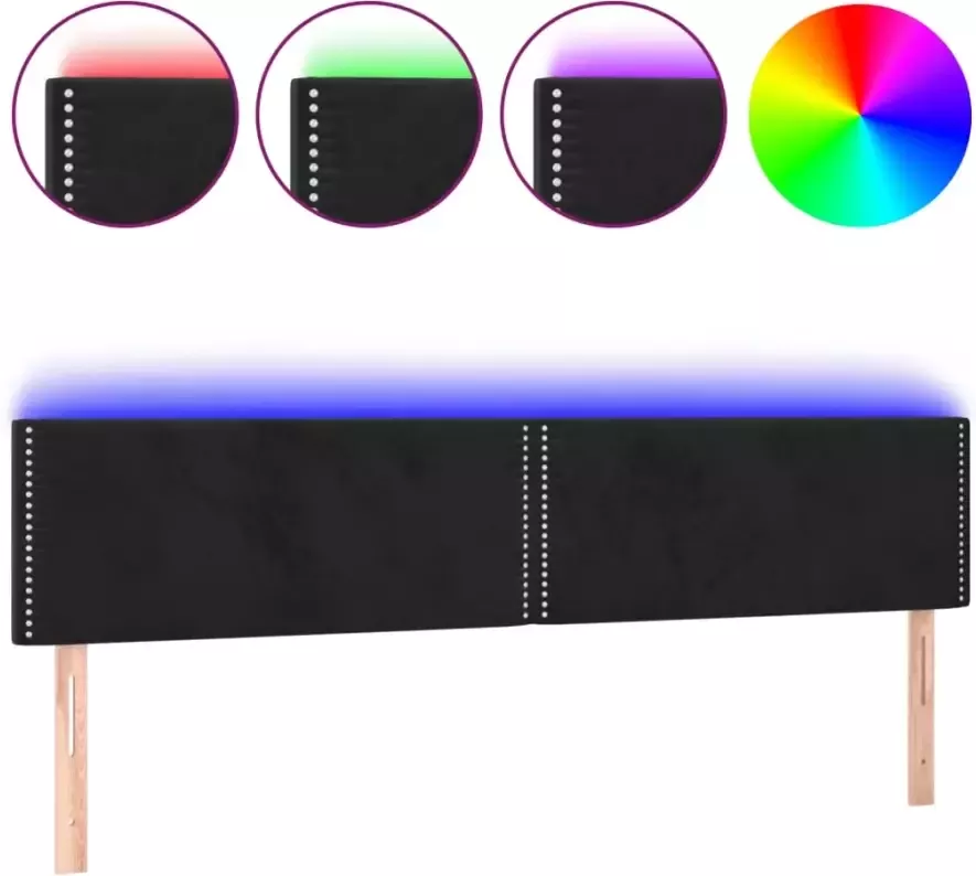 VIDAXL Hoofdbord LED 180x5x78 88 cm fluweel zwart