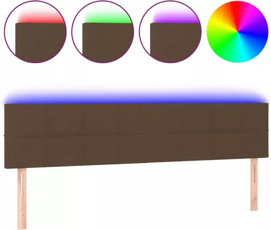 VIDAXL Hoofdbord LED 180x5x78 88 cm stof donkerbruin - Foto 4