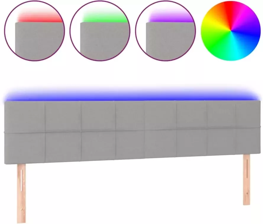 VIDAXL Hoofdbord LED 180x5x78 88 cm stof lichtgrijs