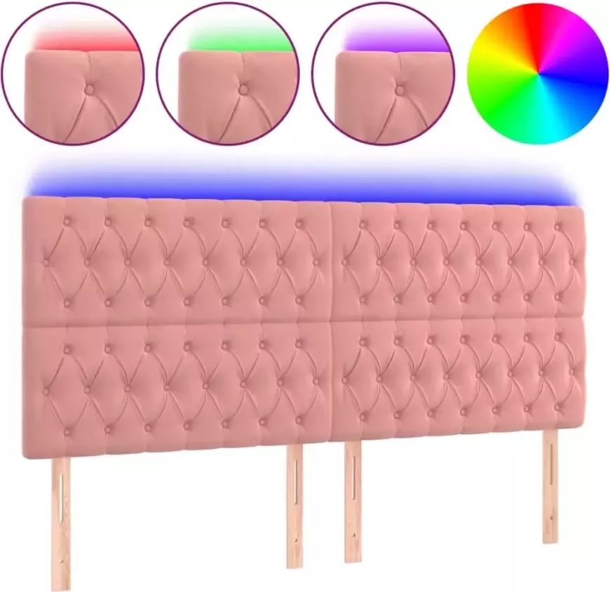 VIDAXL Hoofdbord LED 180x7x118 128 cm fluweel roze - Foto 4