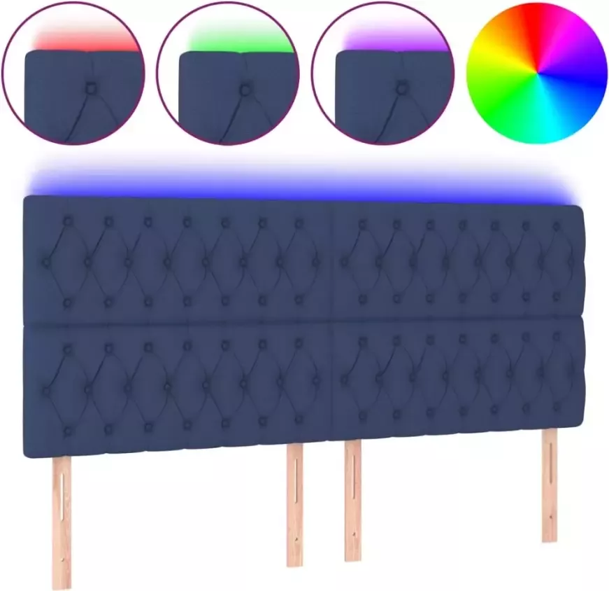 VIDAXL Hoofdbord LED 180x7x118 128 cm stof blauw - Foto 4