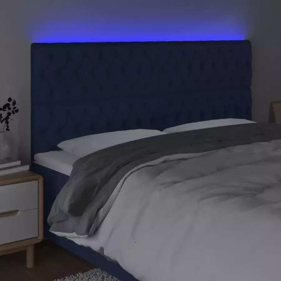 VIDAXL Hoofdbord LED 180x7x118 128 cm stof blauw - Foto 2