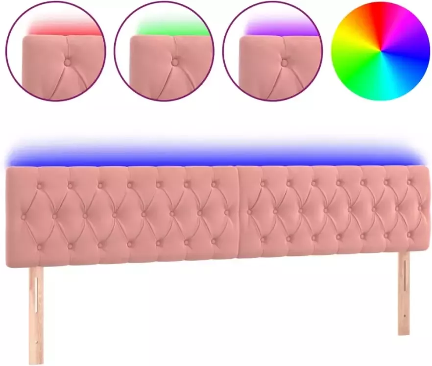 VIDAXL Hoofdbord LED 180x7x78 88 cm fluweel roze - Foto 4
