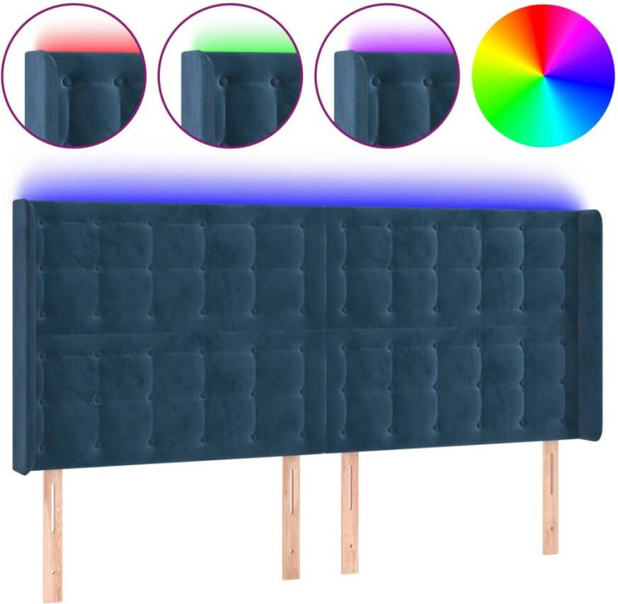 VIDAXL Hoofdbord LED 183x16x118 128 cm fluweel donkerblauw - Foto 2