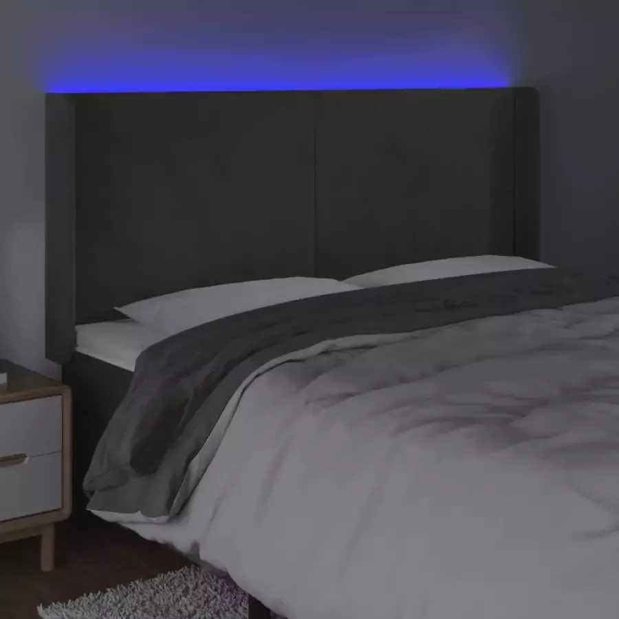VIDAXL Hoofdbord LED 183x16x118 128 cm fluweel donkergrijs - Foto 4