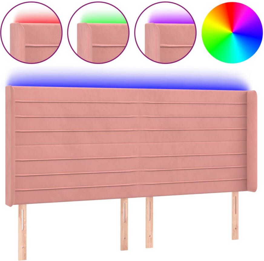 VIDAXL Hoofdbord LED 183x16x118 128 cm fluweel roze - Foto 2