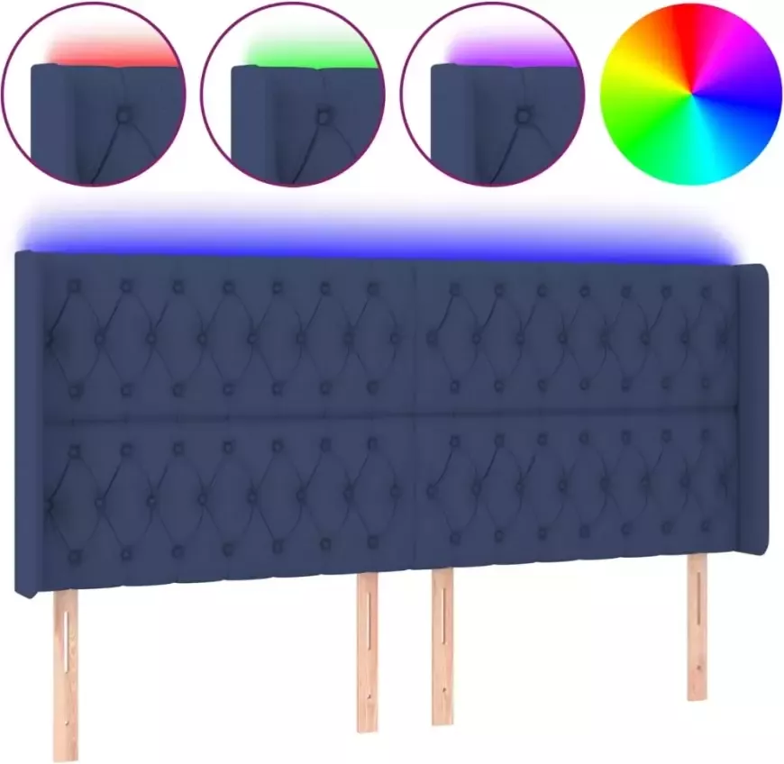 VIDAXL Hoofdbord LED 183x16x118 128 cm stof blauw - Foto 2