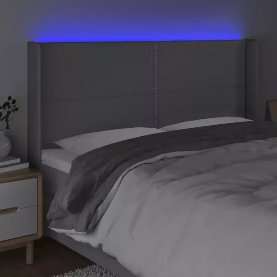 VIDAXL Hoofdbord LED 183x16x118 128 cm stof lichtgrijs - Foto 2