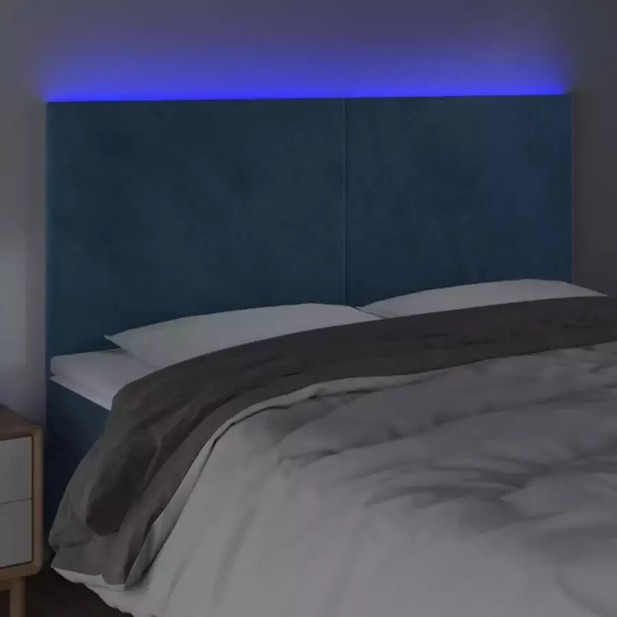 VIDAXL Hoofdbord LED 200x5x118 128 cm fluweel donkerblauw - Foto 4
