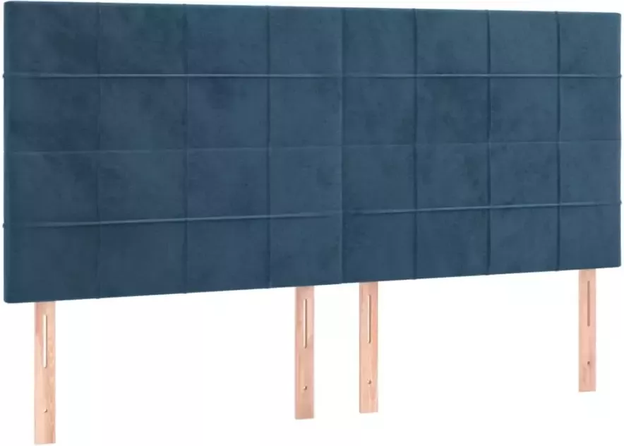 VIDAXL Hoofdbord LED 200x5x118 128 cm fluweel donkerblauw - Foto 4