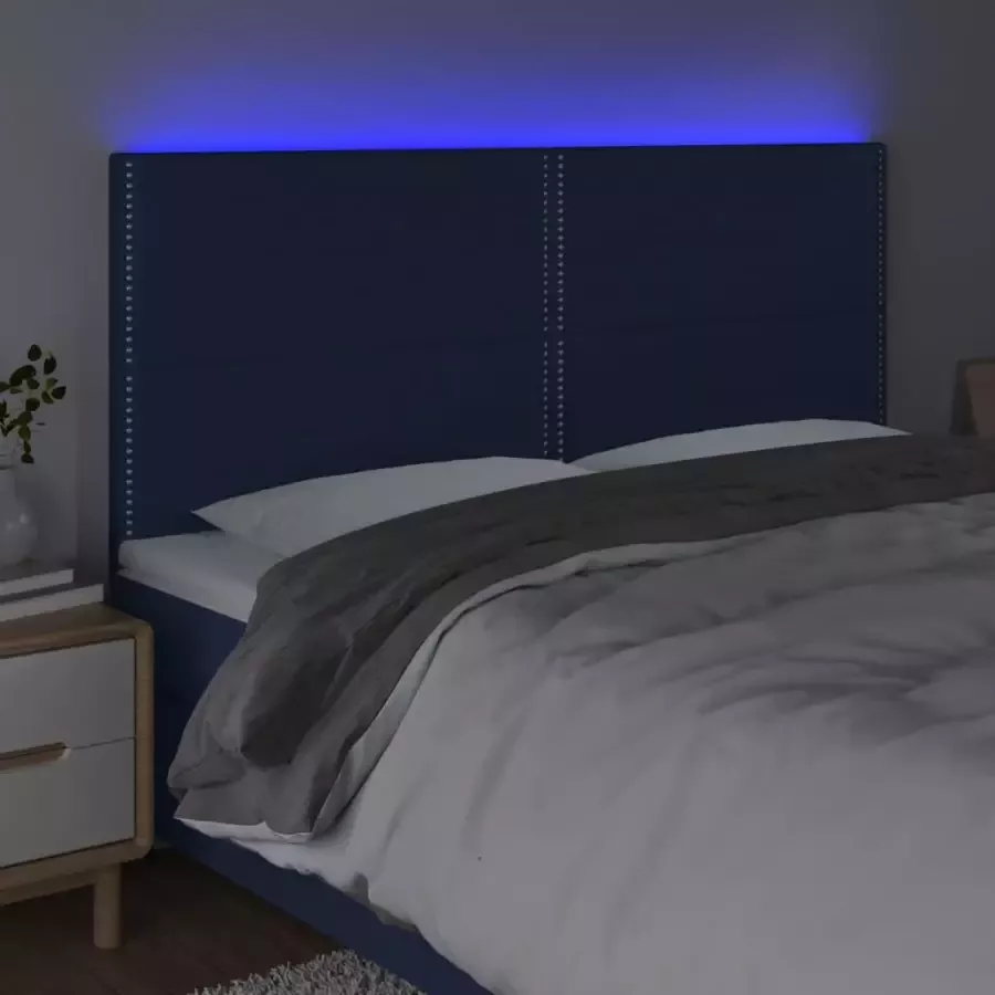 VIDAXL Hoofdbord LED 200x5x118 128 cm stof blauw - Foto 2