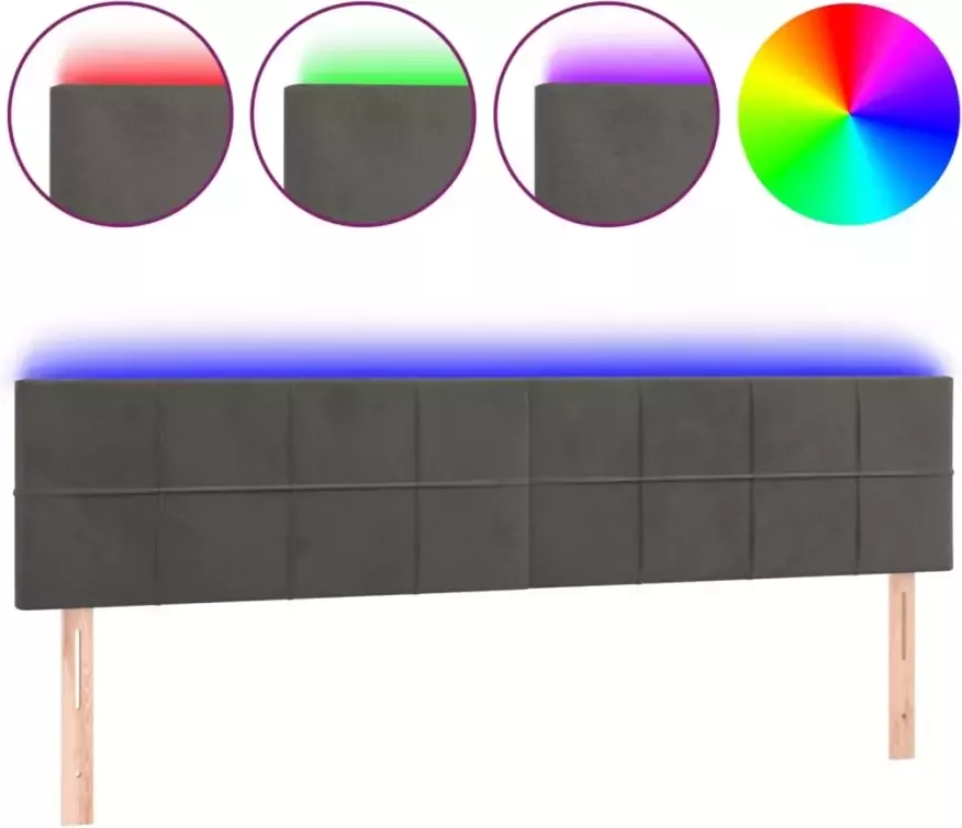 VIDAXL Hoofdbord LED 200x5x78 88 cm fluweel donkergrijs