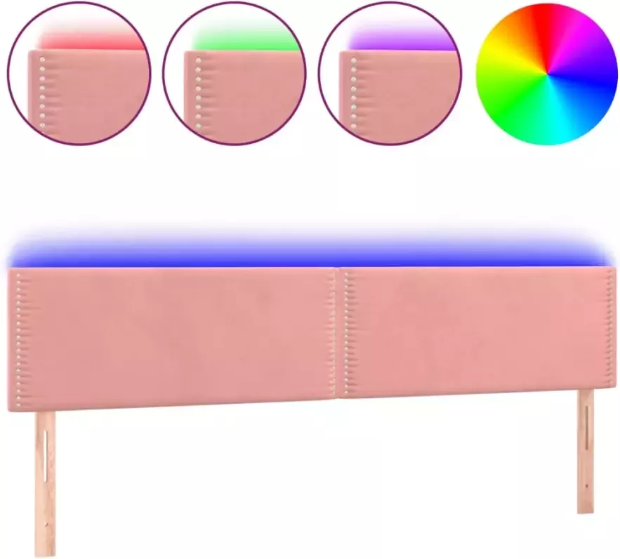 VIDAXL Hoofdbord LED 200x5x78 88 cm fluweel roze - Foto 2