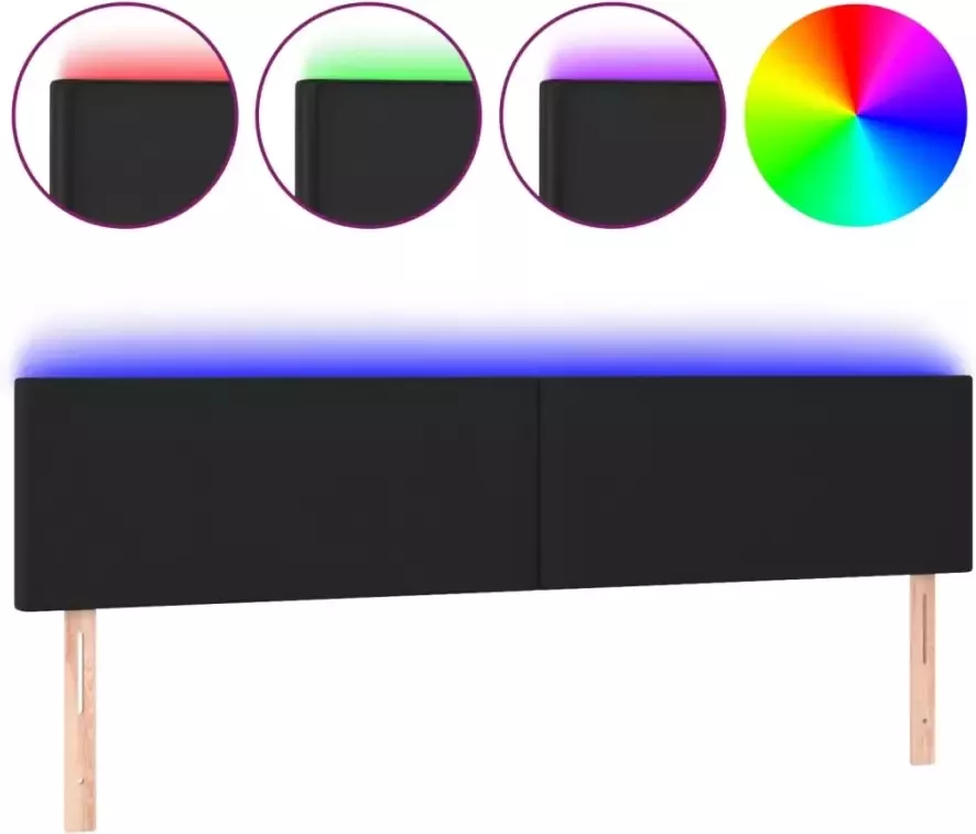 VIDAXL Hoofdbord LED 200x5x78 88 cm kunstleer zwart - Foto 4