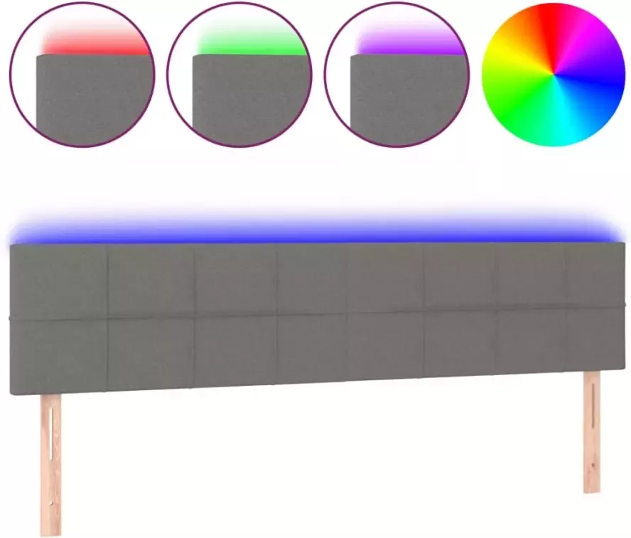 VIDAXL Hoofdbord LED 200x5x78 88 cm stof donkergrijs - Foto 2