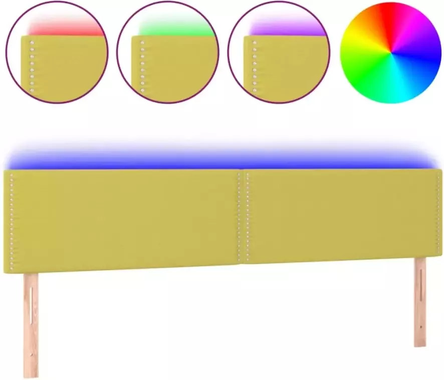 VIDAXL Hoofdbord LED 200x5x78 88 cm stof groen - Foto 3
