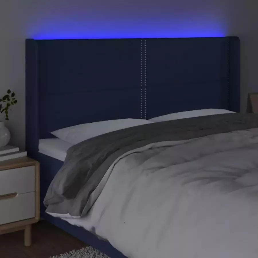 VIDAXL Hoofdbord LED 203x16x118 128 cm stof blauw - Foto 2