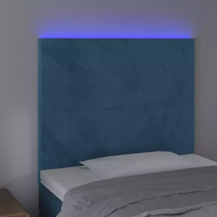 VIDAXL Hoofdbord LED 80x5x118 128 cm fluweel donkerblauw - Foto 4