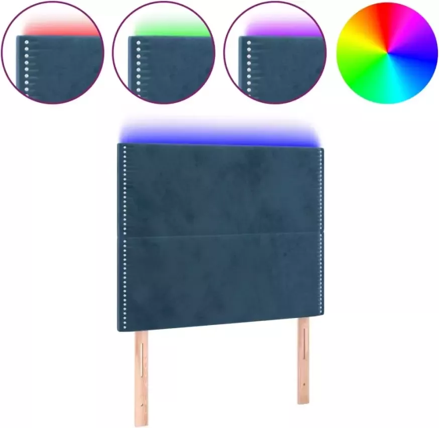 VIDAXL Hoofdbord LED 80x5x118 128 cm fluweel donkerblauw - Foto 2
