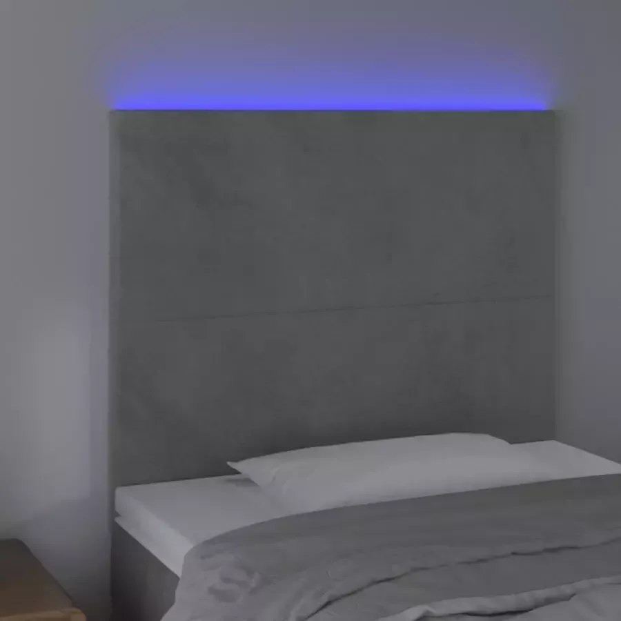 VIDAXL Hoofdbord LED 80x5x118 128 cm fluweel lichtgrijs - Foto 4