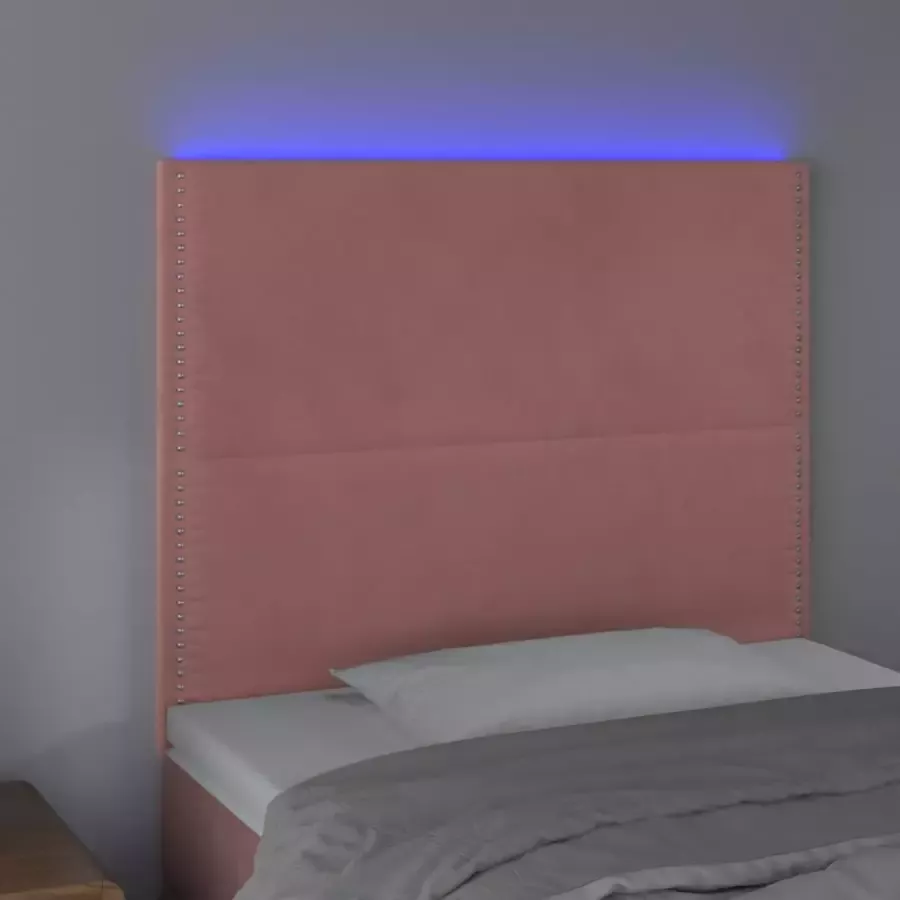 VIDAXL Hoofdbord LED 80x5x118 128 cm fluweel roze - Foto 2