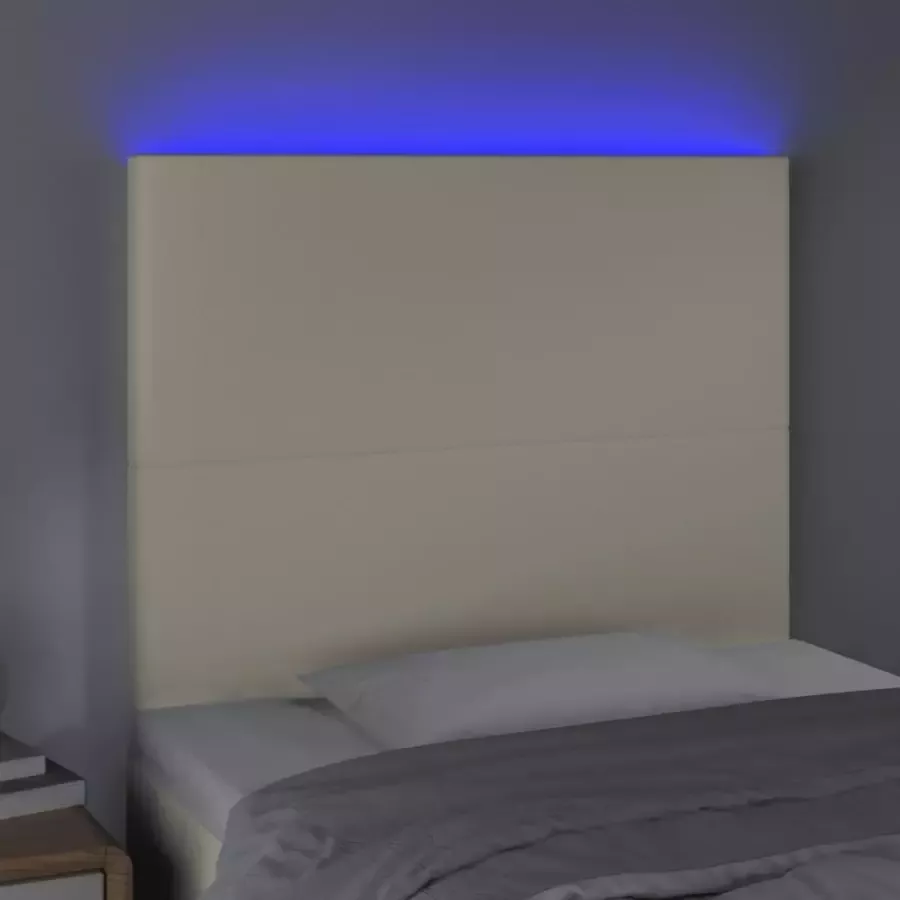 VIDAXL Hoofdbord LED 80x5x118 128 cm kunstleer crèmekleurig