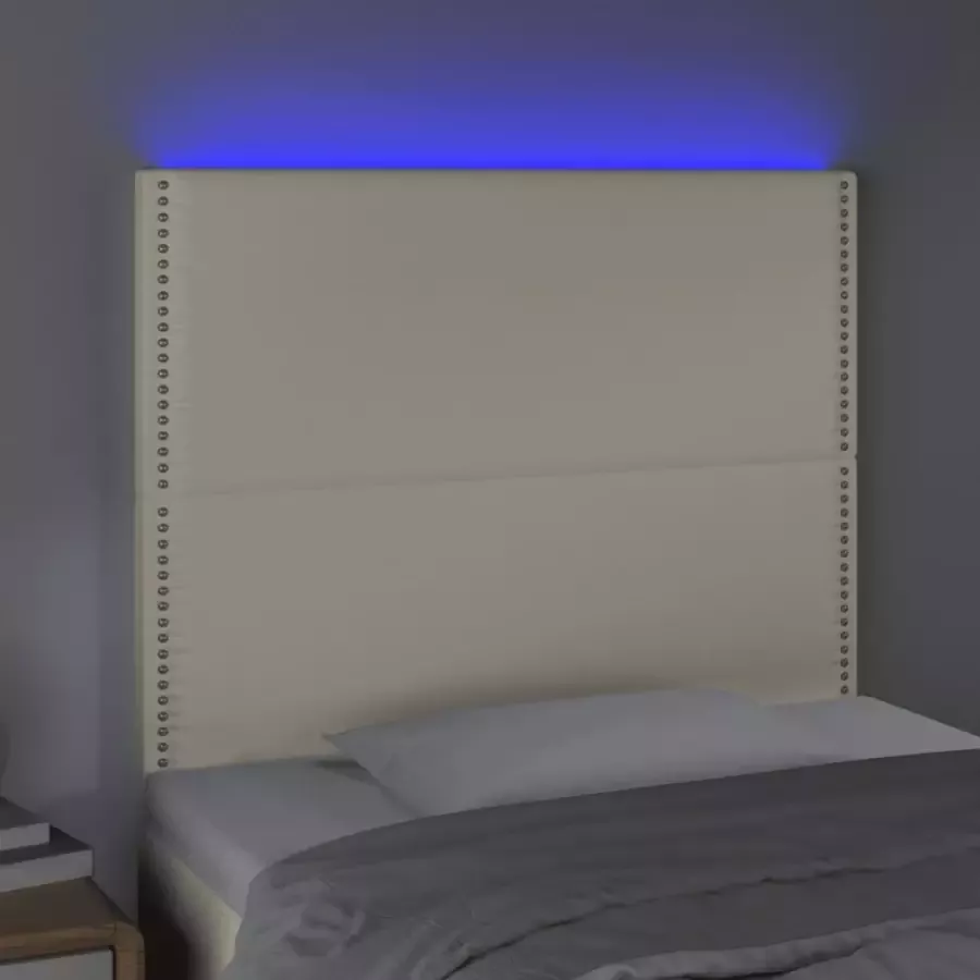 VIDAXL Hoofdbord LED 80x5x118 128 cm kunstleer crèmekleurig - Foto 2