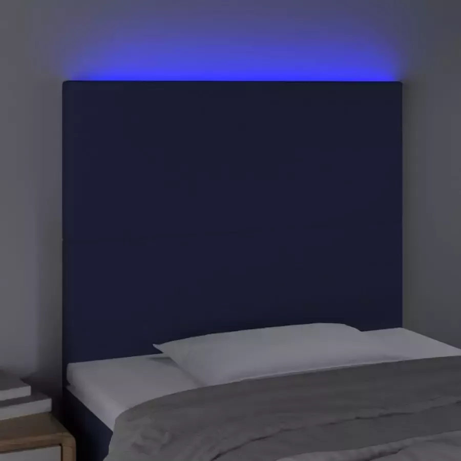 VIDAXL Hoofdbord LED 80x5x118 128 cm stof blauw - Foto 4