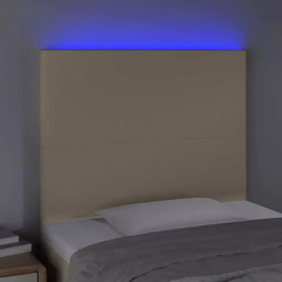 VIDAXL Hoofdbord LED 80x5x118 128 cm stof crèmekleurig - Foto 2